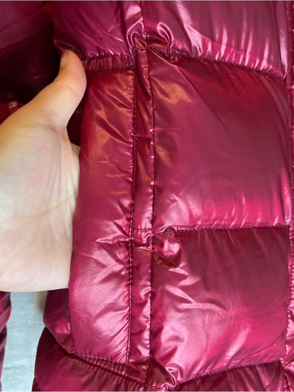 Calvin Klein Raspberry Pink Burgandy Packable Down Quilted Puffer Jacket Coat - Picture 4 of 12